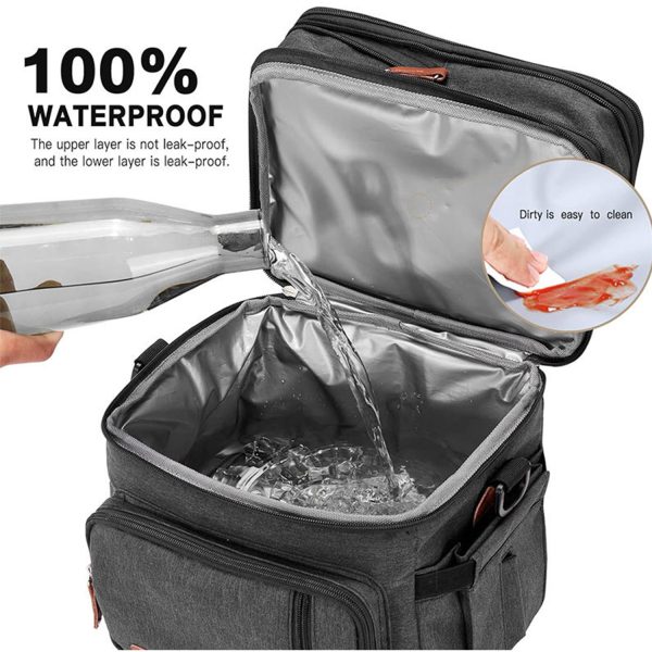 13L Oxford Insulated Lunch Cooler Bag for Picnic w/ Pockets