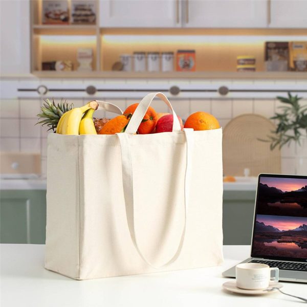 Foldable Washable Heavy-Duty Canvas Tote Bag w/ Handle