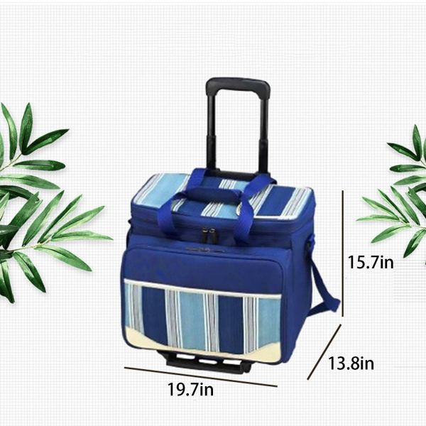 70L Wheeled Oxford Insulated Lunch Cooler Bag for Camping