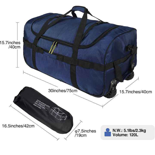 Large Capacity Foldable Waterproof Duffle Bag with Wheels