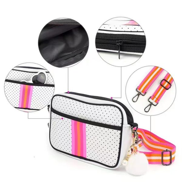 Waterproof Striped Neoprene Crossbody Bag for Travel