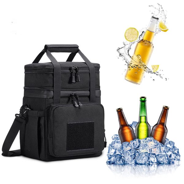 16L Double Deck Nylon Cooler Bag w/Adjustable Strap