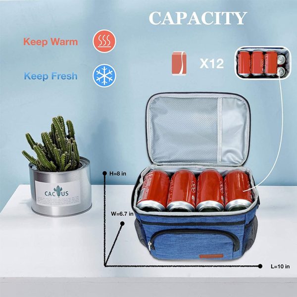 8L Oxford Insulated Cooler Lunch Bag w/ Adjustable Strap