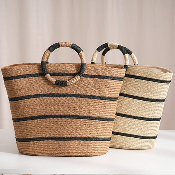 15L Large Straw Woven Tote Bag Beach & Commuter Handbag