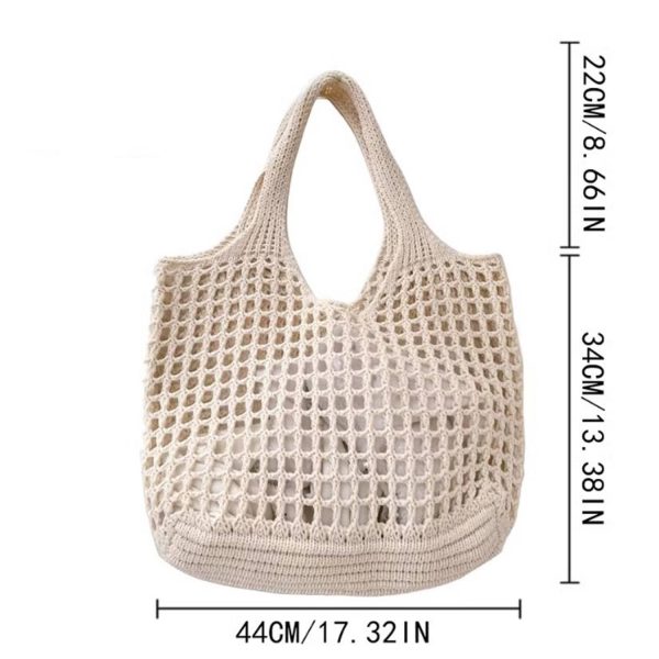 Women's Foldable Crocheted Polyester Travel Tote Bag