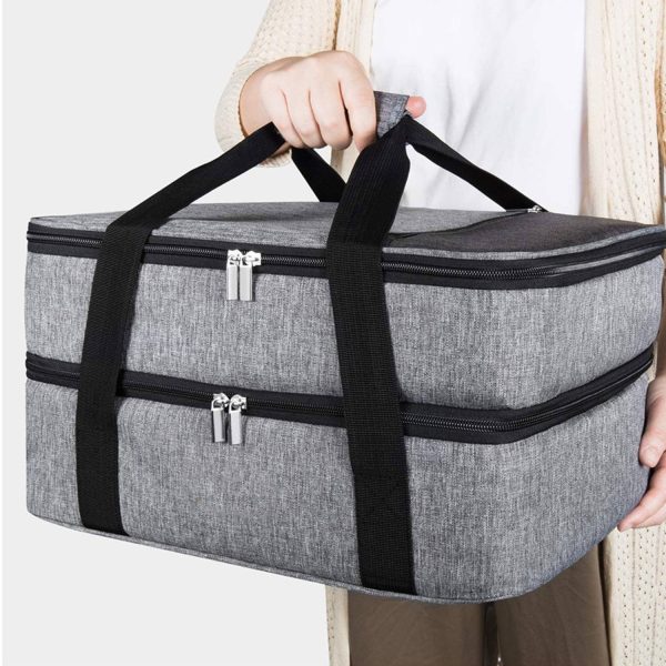 25L Double Decker Oxford Insulated Lunch Cooler Bag w/Handle