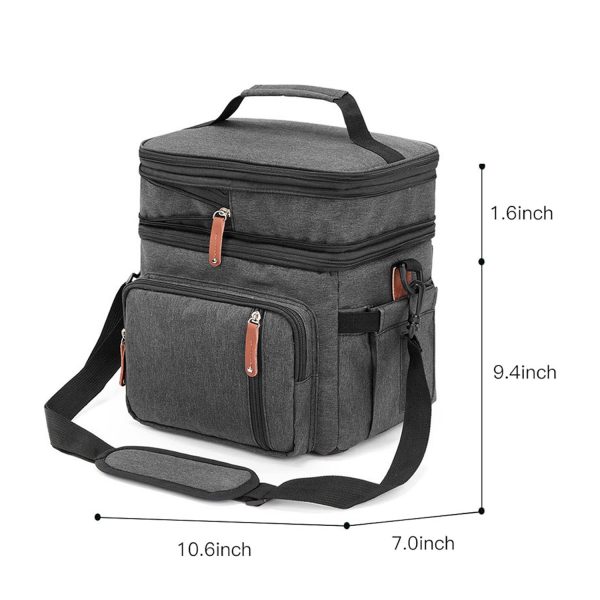13L Oxford Insulated Lunch Cooler Bag for Picnic w/ Pockets