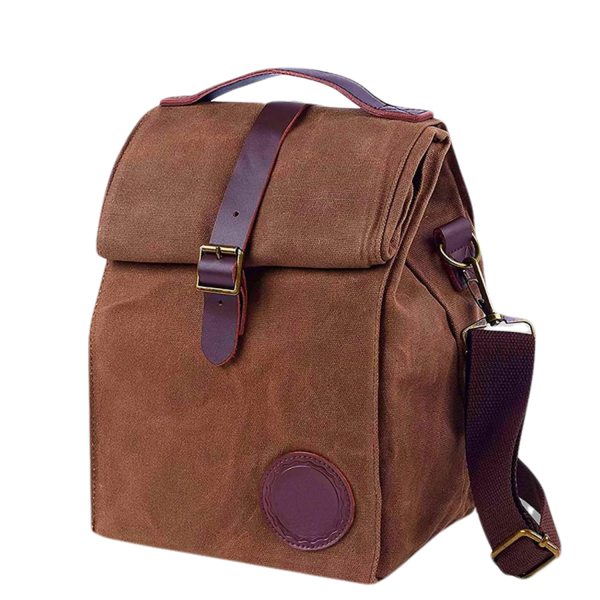 10L Canvas Insulated Cooler Picnic Bag w/ Shoulder Strap