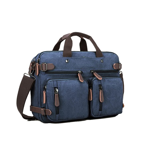 Large Capacity Canvas Business Tote Bag w/ Zipper Pocket