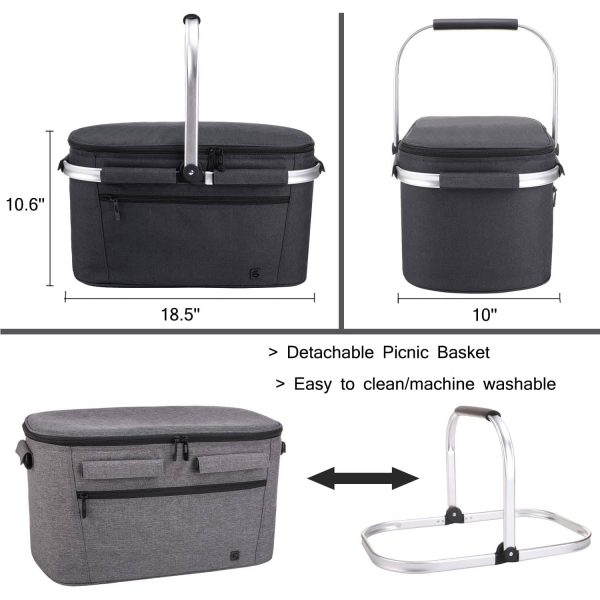 30L Oxford Foldable Insulated Picnic Cooler Bag
