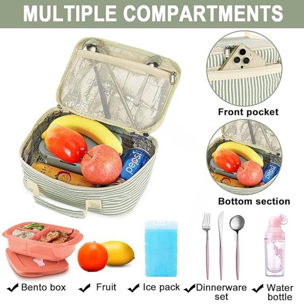 4.5L Oxford Insulated Cooler Lunch Tote Bag w/ Compartment