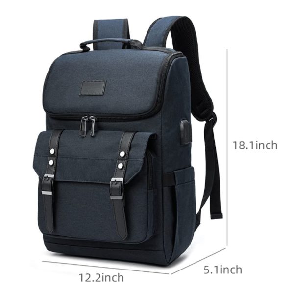 Vintage Oxford Computer Backpack w/ USB Port for Business