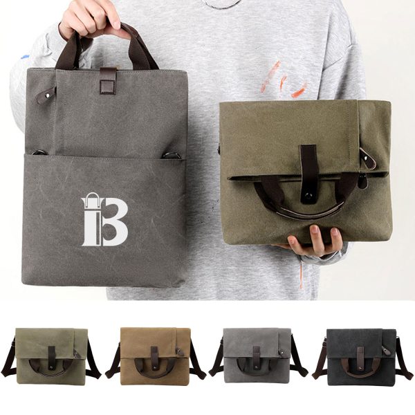 12" Foldable Canvas Shoulder Handbag for Daily Use