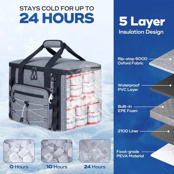 22L Waterproof Oxford Insulated Cooler Lunch Bag w/ Handle
