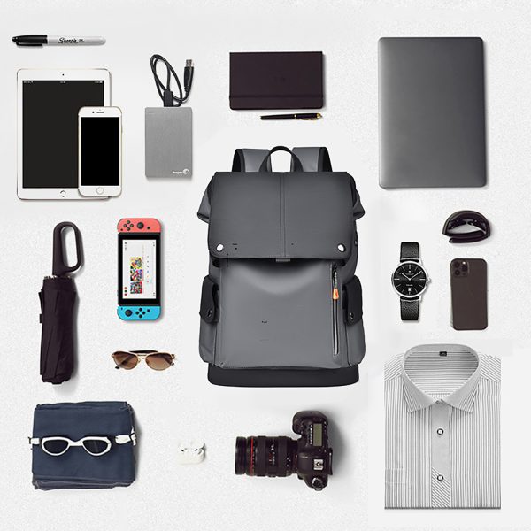PU Leather Waterproof Business Backpack w/ USB Port