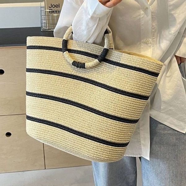 15L Large Straw Woven Tote Bag Beach & Commuter Handbag