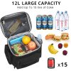 12L Oxford Insulated Cooler Bag w/ Handle for Outdoor Picnic
