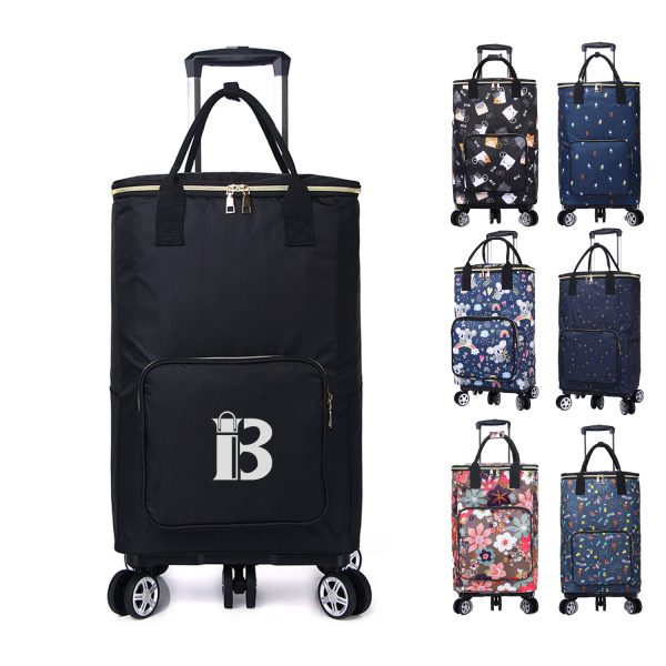 24L Insulated Oxford Cooler Trolley Bag w/ Wheels for Picnic