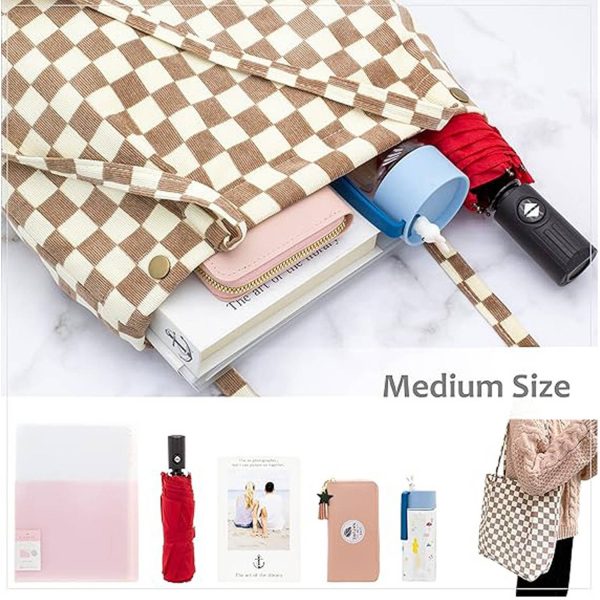 Women's Reusable Corduroy Tote Bags for Travel Shopping