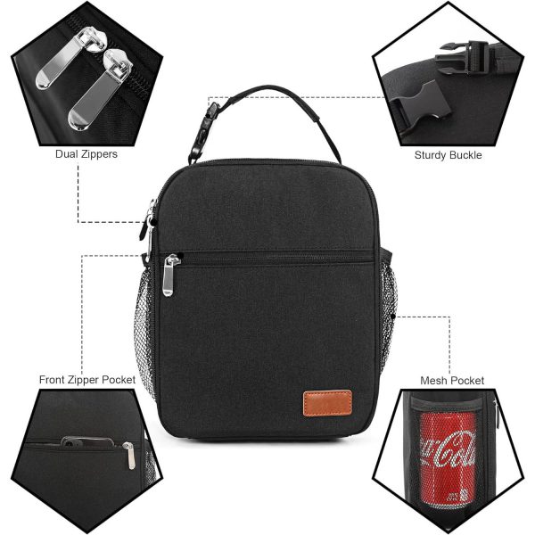 6 Can Oxford Insulated Lunch Cooler Bag w/ Zipper Pocket