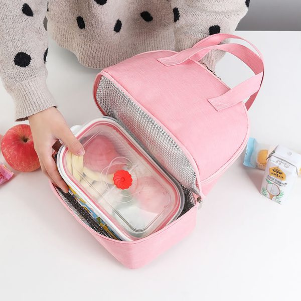 Double Layer Oxford Cooler Lunch Tote Bag for Picnic Travel