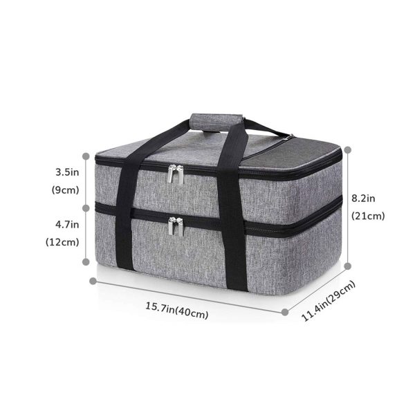25L Double Decker Oxford Insulated Lunch Cooler Bag w/Handle