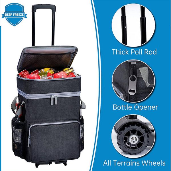 34L Insulated Leakproof Foldable Rolling Cooler Bag