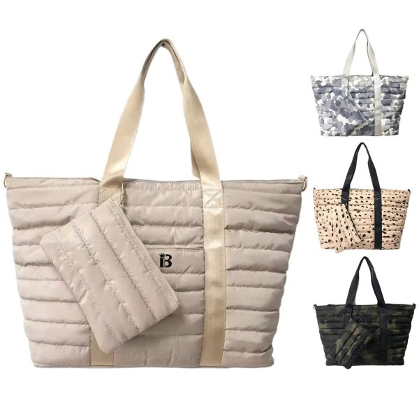 Custom Soft Puffer Tote Bag for Women w/ Purse