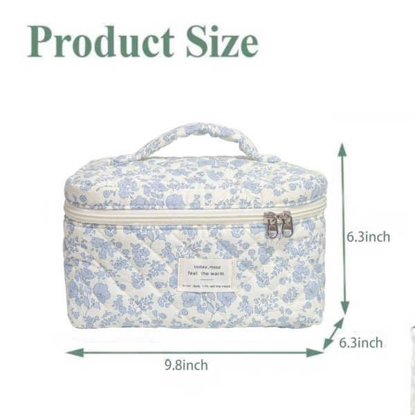 Portable Quilted Floral Makeup Bag – Durable Polyester