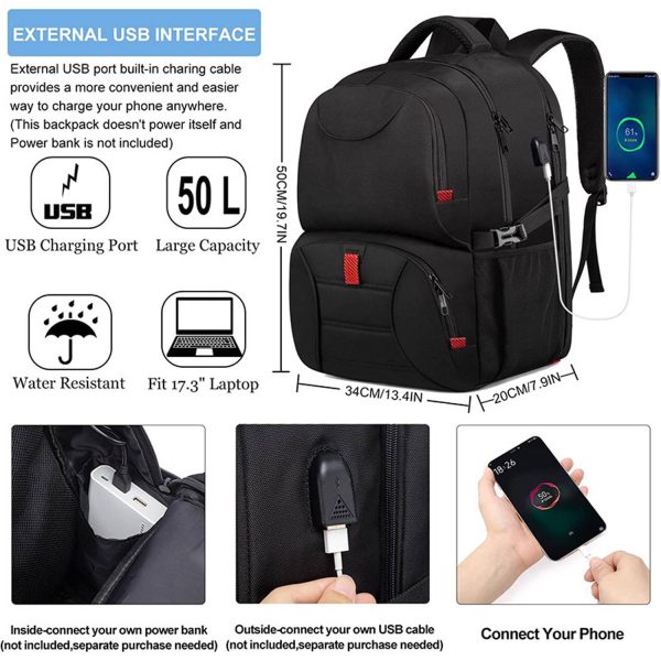 50L Waterproof Oxford Outdoor Cooler Backpack w/ USB Port