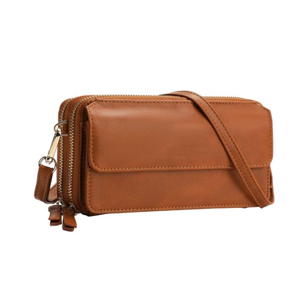 Women Portable RFID PU Leather Crossbody Wallet
