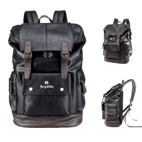 Vintage PU Leather Backpack for Men