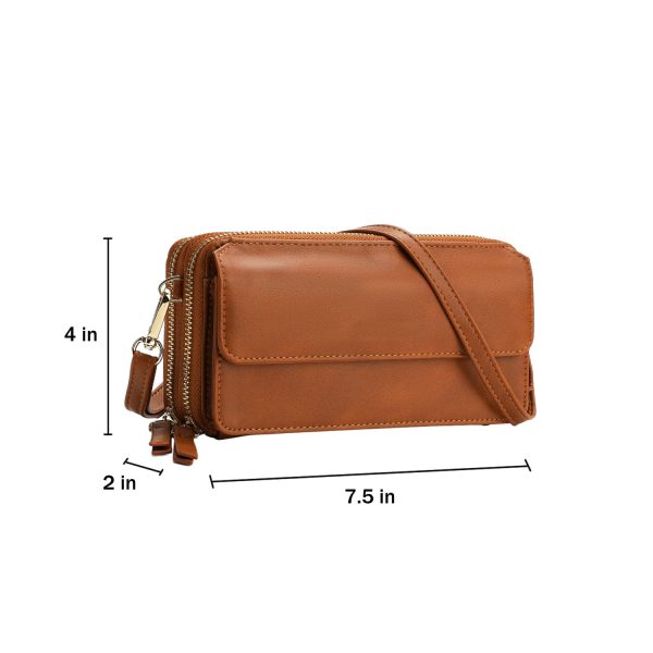 Women Portable RFID PU Leather Crossbody Wallet