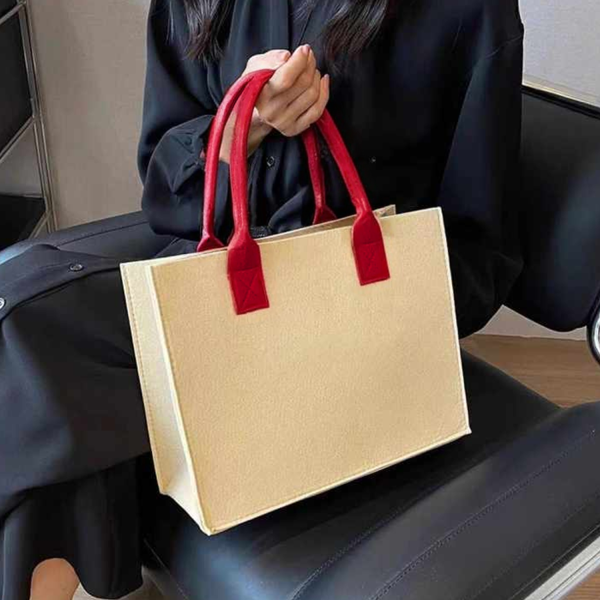 Reusable Felt Tote Bag w/ Transparent Window for Shopping