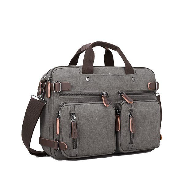 Large Capacity Canvas Business Tote Bag w/ Zipper Pocket