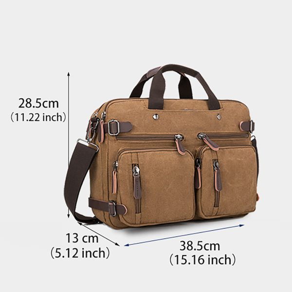 Large Capacity Canvas Business Tote Bag w/ Zipper Pocket