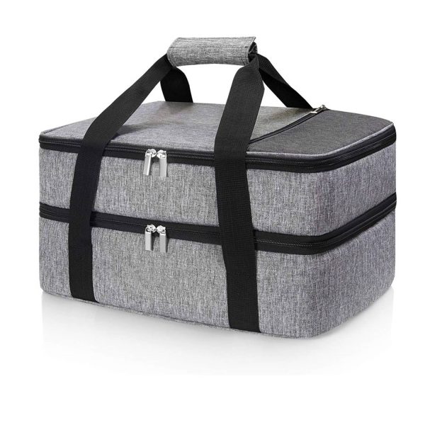 25L Double Decker Oxford Insulated Lunch Cooler Bag w/Handle