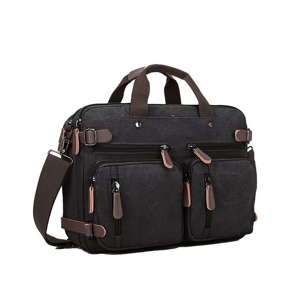 Large Capacity Canvas Business Tote Bag w/ Zipper Pocket