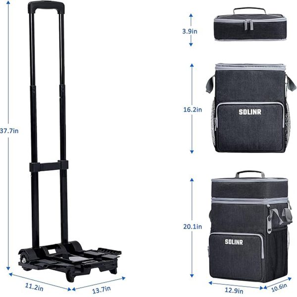 34L Insulated Leakproof Foldable Rolling Cooler Bag
