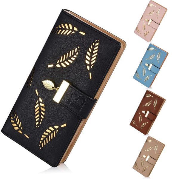 Trendy Korean Leaf Pattern Zipper Clasp Handbag Wallet