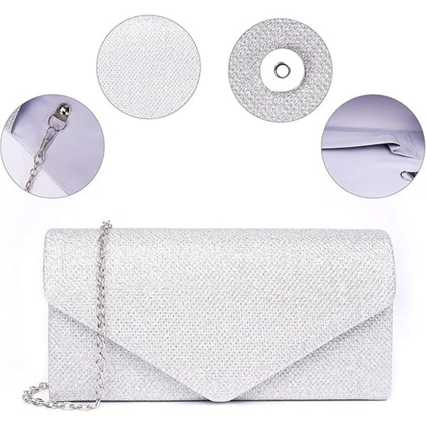 Women's Envelope Clutch Bag with Detachable Chain