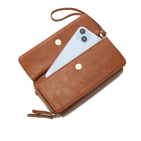 Women Portable RFID PU Leather Crossbody Wallet