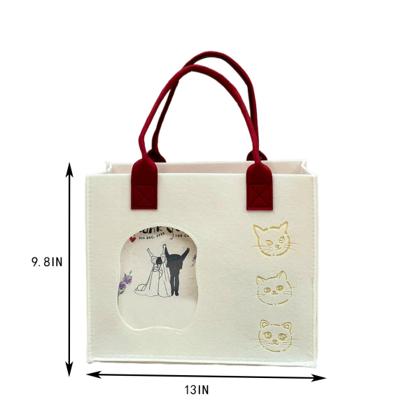 Reusable Felt Tote Bag w/ Transparent Window for Shopping