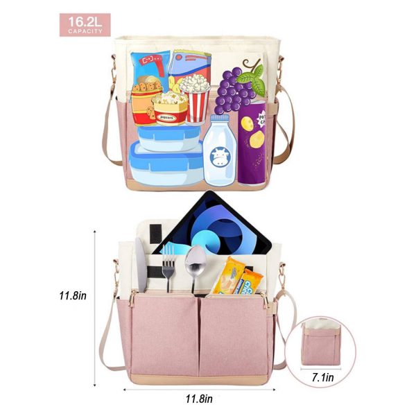 16.2L Women's Oxford Lunch Cooler Tote Bag w/Shoulder Strap