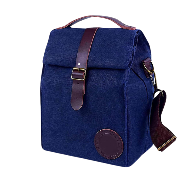 10L Canvas Insulated Cooler Picnic Bag w/ Shoulder Strap
