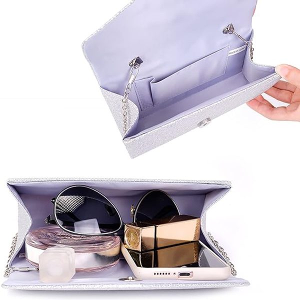 Women's Envelope Clutch Bag with Detachable Chain