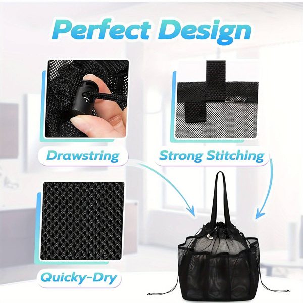 Portable Mesh Toiletry Bag with Drawstring & Multi Pocket