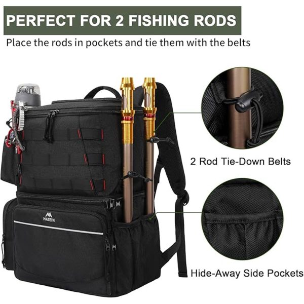 26L Waterproof Fishing Backpack w/ Cooler Compartment