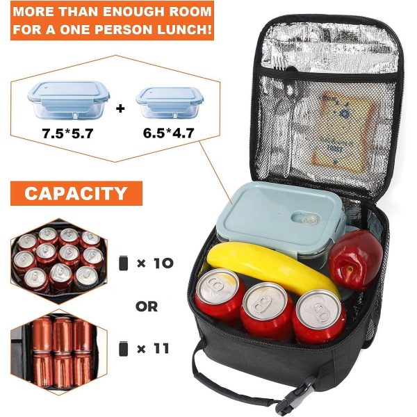 6 Can Oxford Insulated Lunch Cooler Bag w/ Zipper Pocket