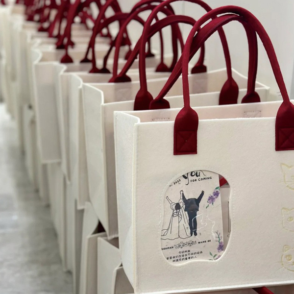Reusable Felt Tote Bag w/ Transparent Window for Shopping